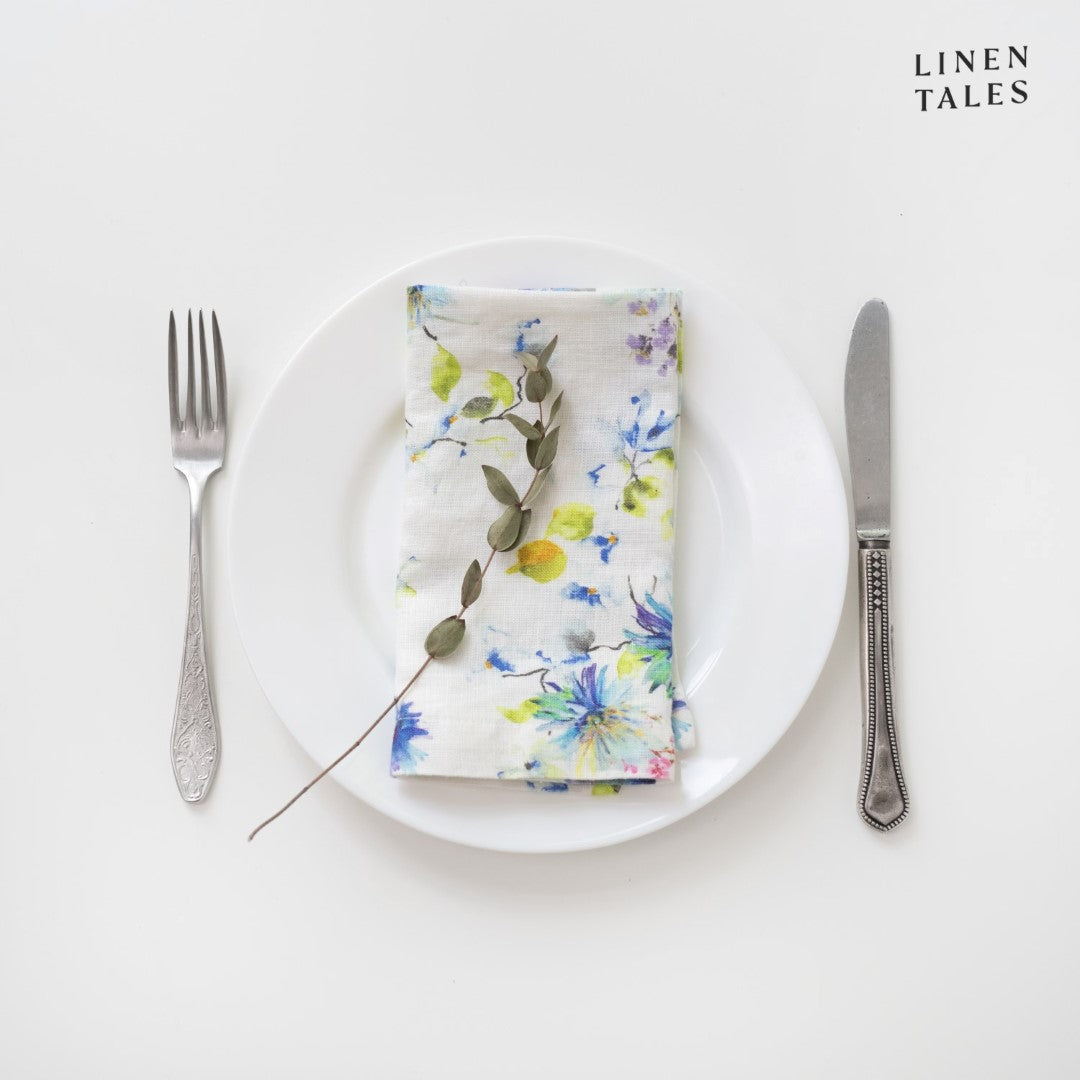 2er Set Leinen Servietten, versch. Mustern, 45 x 45 cm