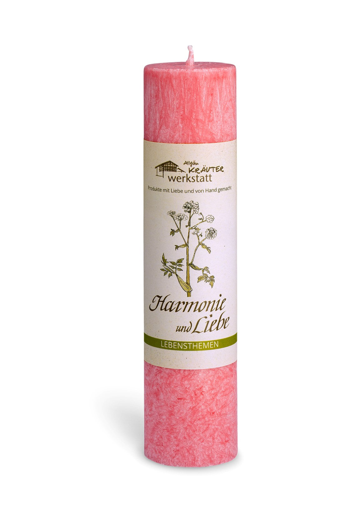 <img src="harmonie-liebe_03_18x28cm_150dpi.jpg" alt="Rosa Allgäuer Heilkräuterkerze Harmonie und Liebe aus Stearin auf weißem Hintergrund">